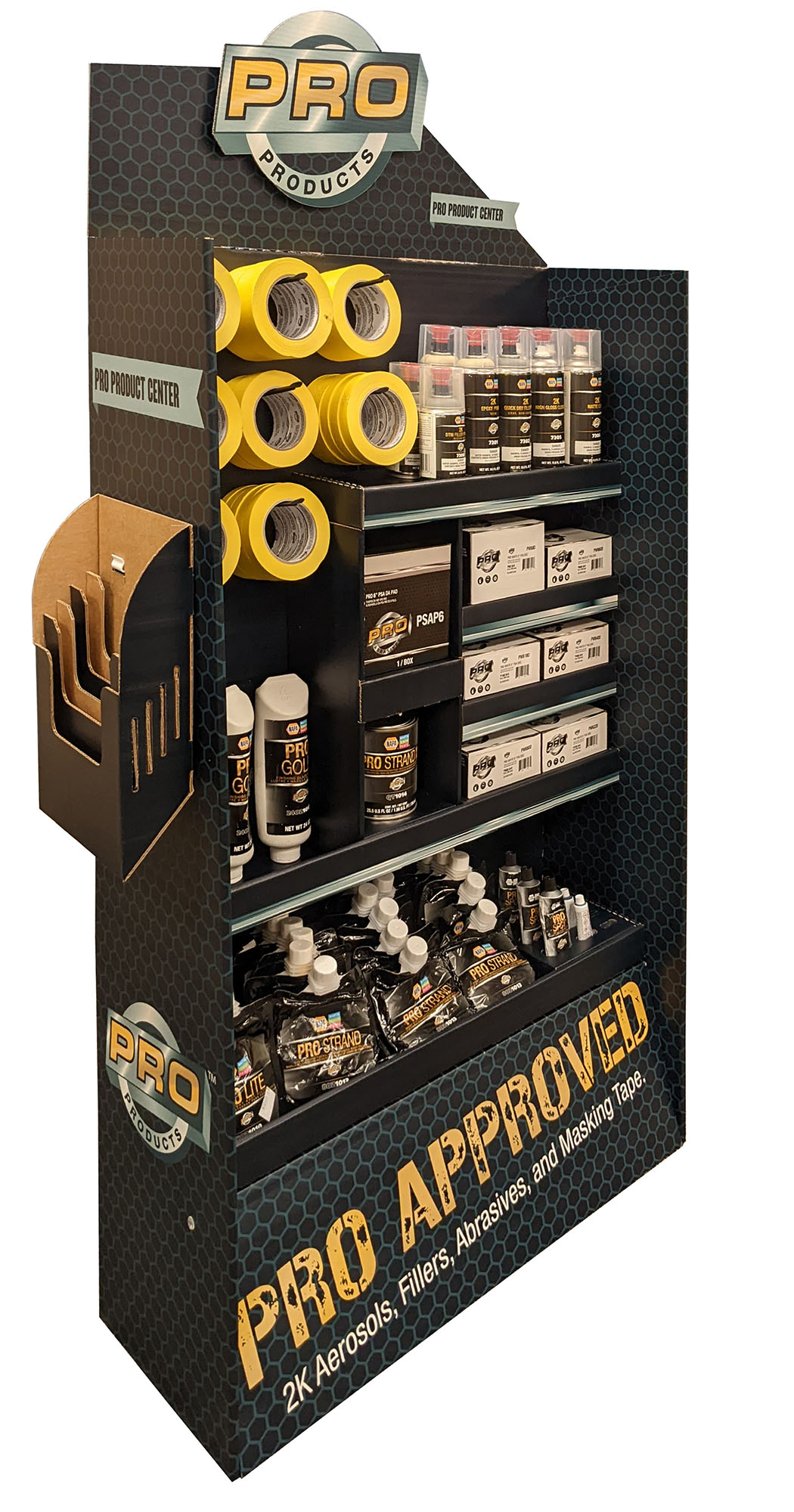Freestanding NAPA Pro Display designed to showcase 17 products with 360-degree visibility