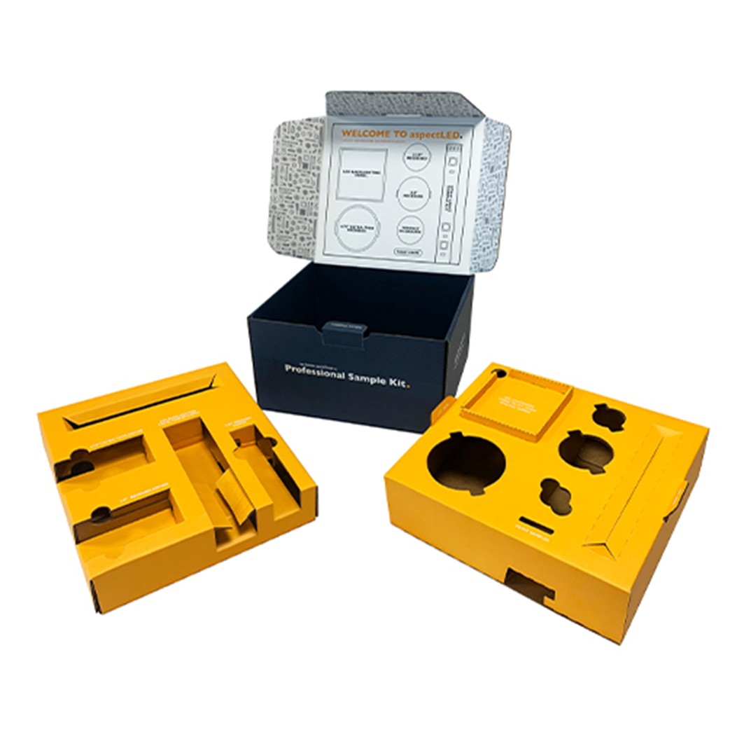 Structural packaging design allows products and their parts to ship together, demonstrating packaging efficiency, handling, and shipping optimization.